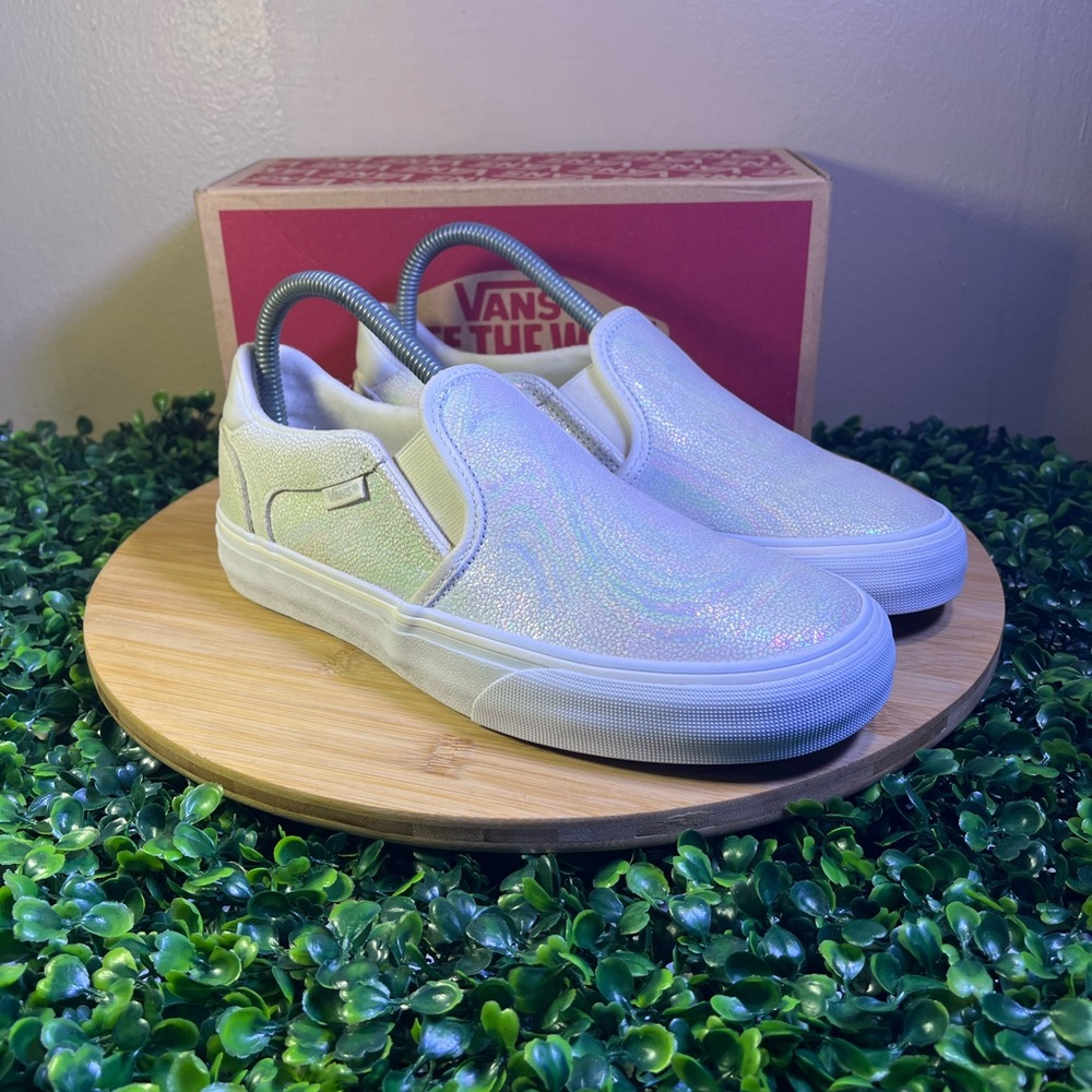🔥 VANS OFF THE WALL CLASSIC ASHER DELUXE IRIDESCENT SLIP ON WOMENS SZ 7